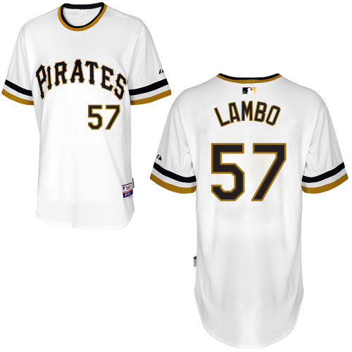 Andrew Lambo #57 MLB Jersey-Pittsburgh Pirates Men's Authentic Alternate White Cool Base Baseball Jersey